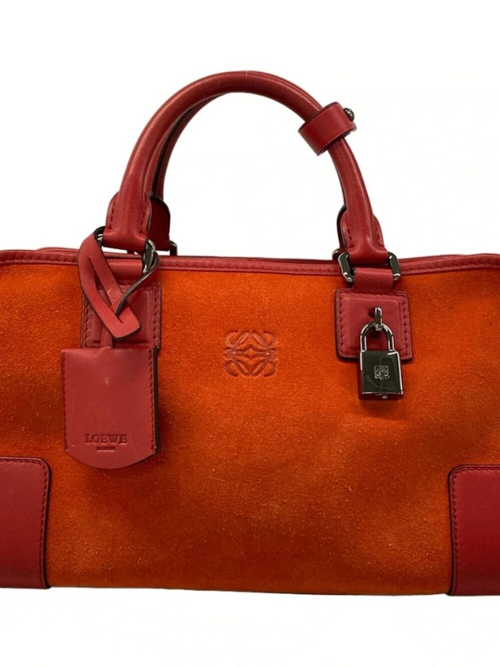 LOEWE Amazona 28 Red Suede Leather Handbag